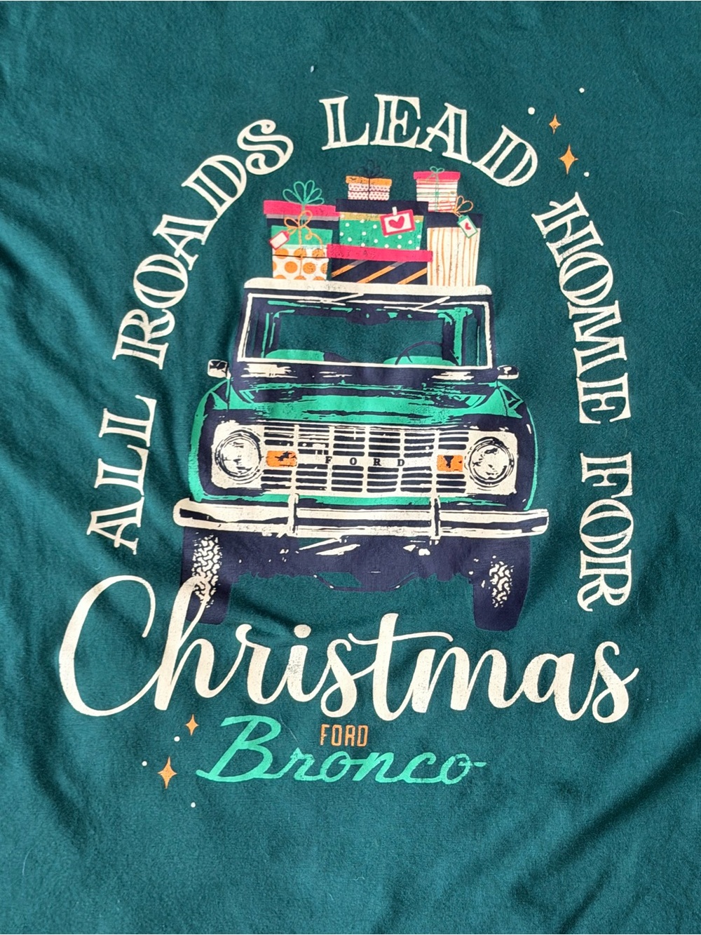 Ford Bronco Christmas Graphic T-Shirt Green XXL - Picture 2 of 3